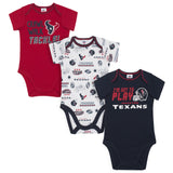 3-Pack Houston Texans Short Sleeve Bodysuits-Gerber Childrenswear Wholesale