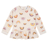 2-Piece Infant & Toddler Girls Burgundy Rainbow Peplum Top & Leggings Set-Gerber Childrenswear Wholesale