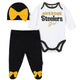 3-Piece Pittsburgh Steelers Bodysuit, Pant, and Cap Set-Gerber Childrenswear Wholesale