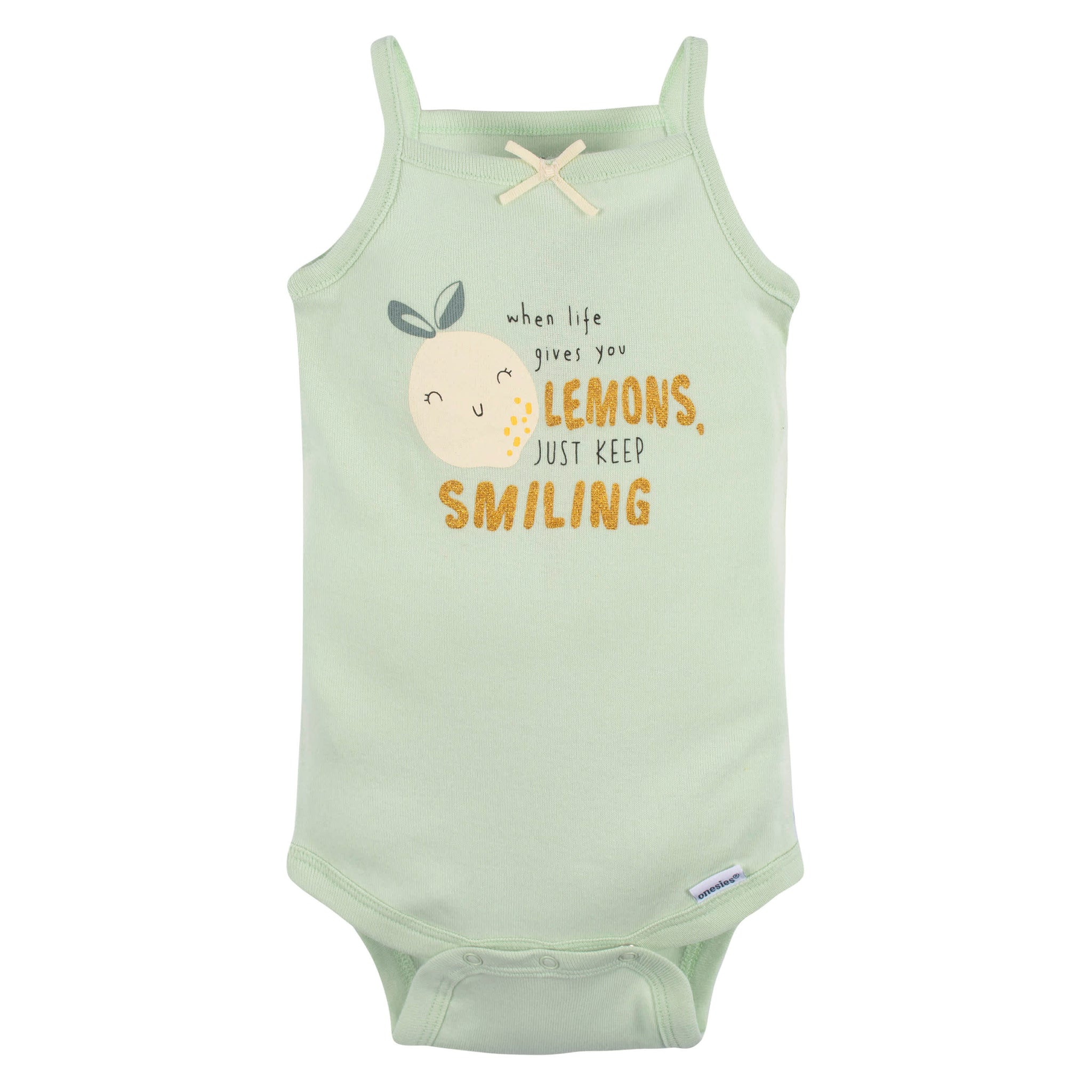 4-Pack Baby Girls Little Lemon Sleeveless Onesies® Bodysuits-Gerber Childrenswear Wholesale