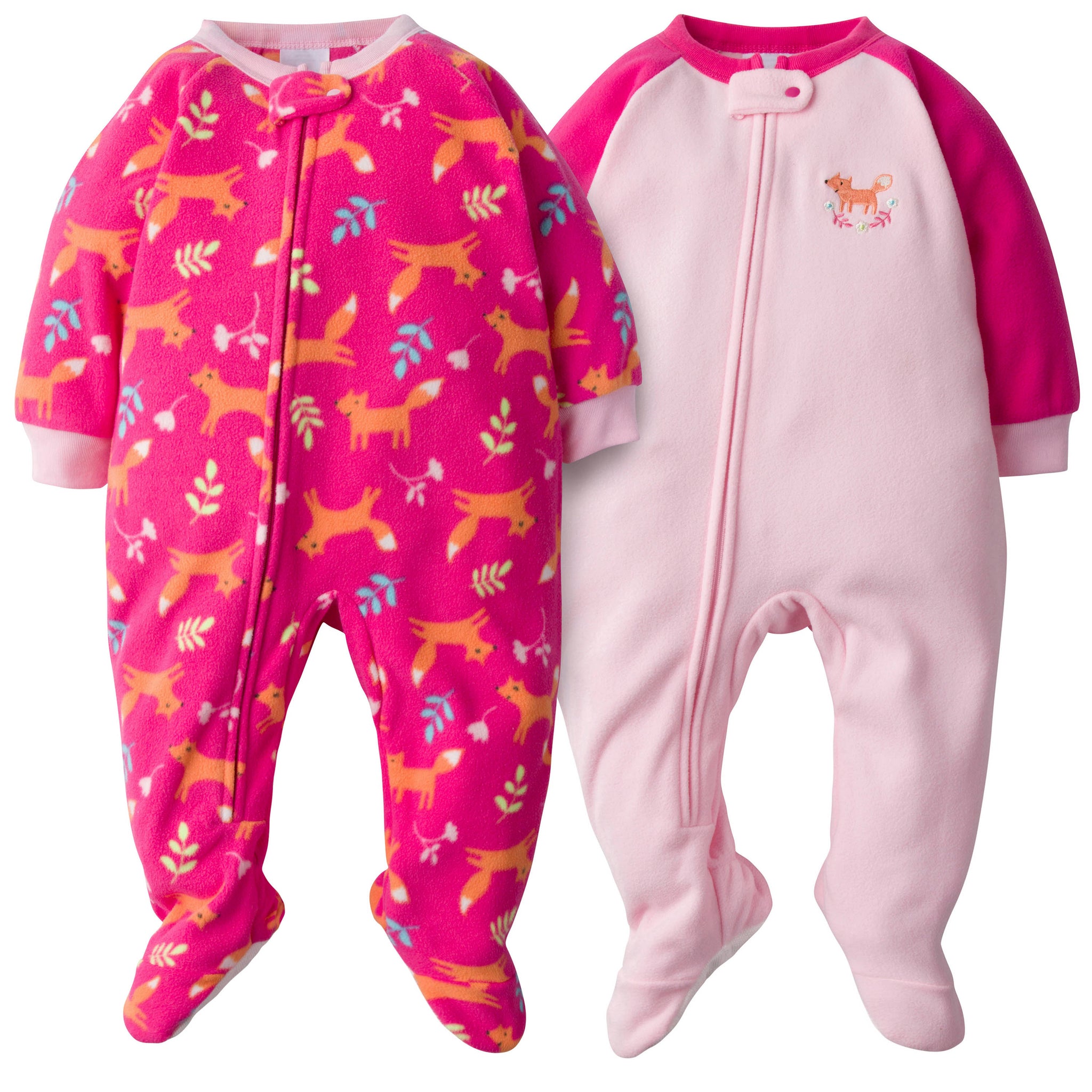 2-Pack Baby Girls Fox Blanket Sleepers-Gerber Childrenswear Wholesale