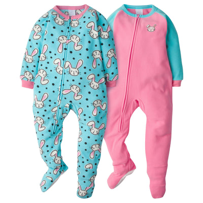 2-Pack Toddler Girls Rabbit Blanket Sleepers-Gerber Childrenswear Wholesale