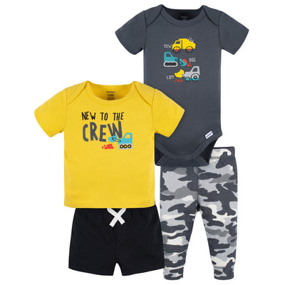 4-Piece Baby Boys Ready To Roll Onesies® Bodysuit, Tee, Shorts & Pant Set-Gerber Childrenswear Wholesale