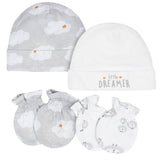 4-Pack Baby Neutral Lamb Caps and Mittens Set-Gerber Childrenswear Wholesale