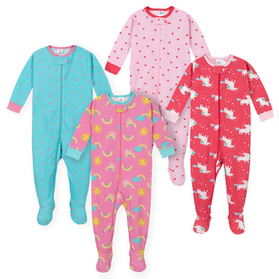 4-Pack Baby Girls Unicorn/Sunshine Snug Fit Pajamas-Gerber Childrenswear Wholesale