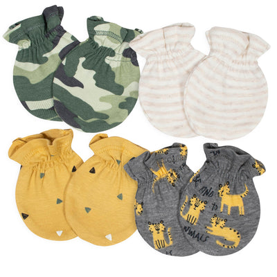 4-Pack Baby Boys Tiger No Scratch Mittens Set-Gerber Childrenswear Wholesale