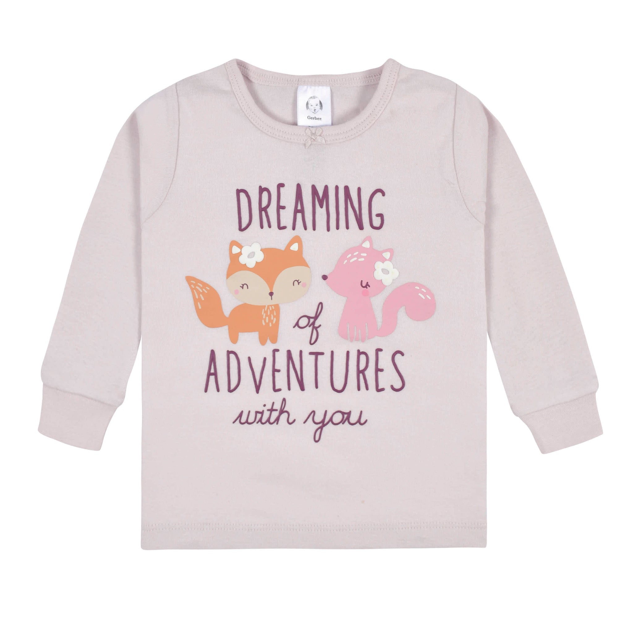 4-Piece Infant & Toddler Girls Purple Woodland Fox Snug Fit Cotton Pajamas-Gerber Childrenswear Wholesale