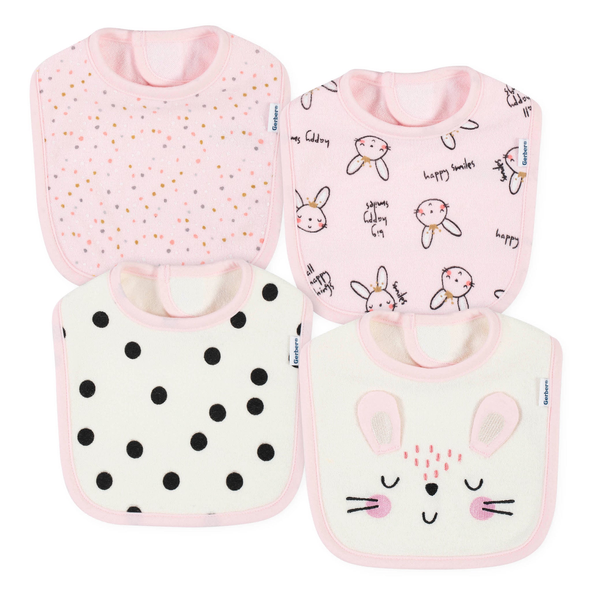 4-Pack Baby Girls Ballerina Dribbler Bibs-Gerber Childrenswear Wholesale