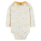 3-Pack Baby Girls Floral Deer Long Sleeve Onesies® Bodysuits-Gerber Childrenswear Wholesale
