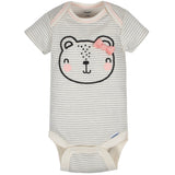 3-Pack Baby Girls Bear Short Sleeve Onesies® Brand Bodysuits-Gerber Childrenswear Wholesale