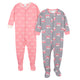 2-Pack Organic Baby Girls Cat Face Snug Fit Footed Pajamas-Gerber Childrenswear Wholesale