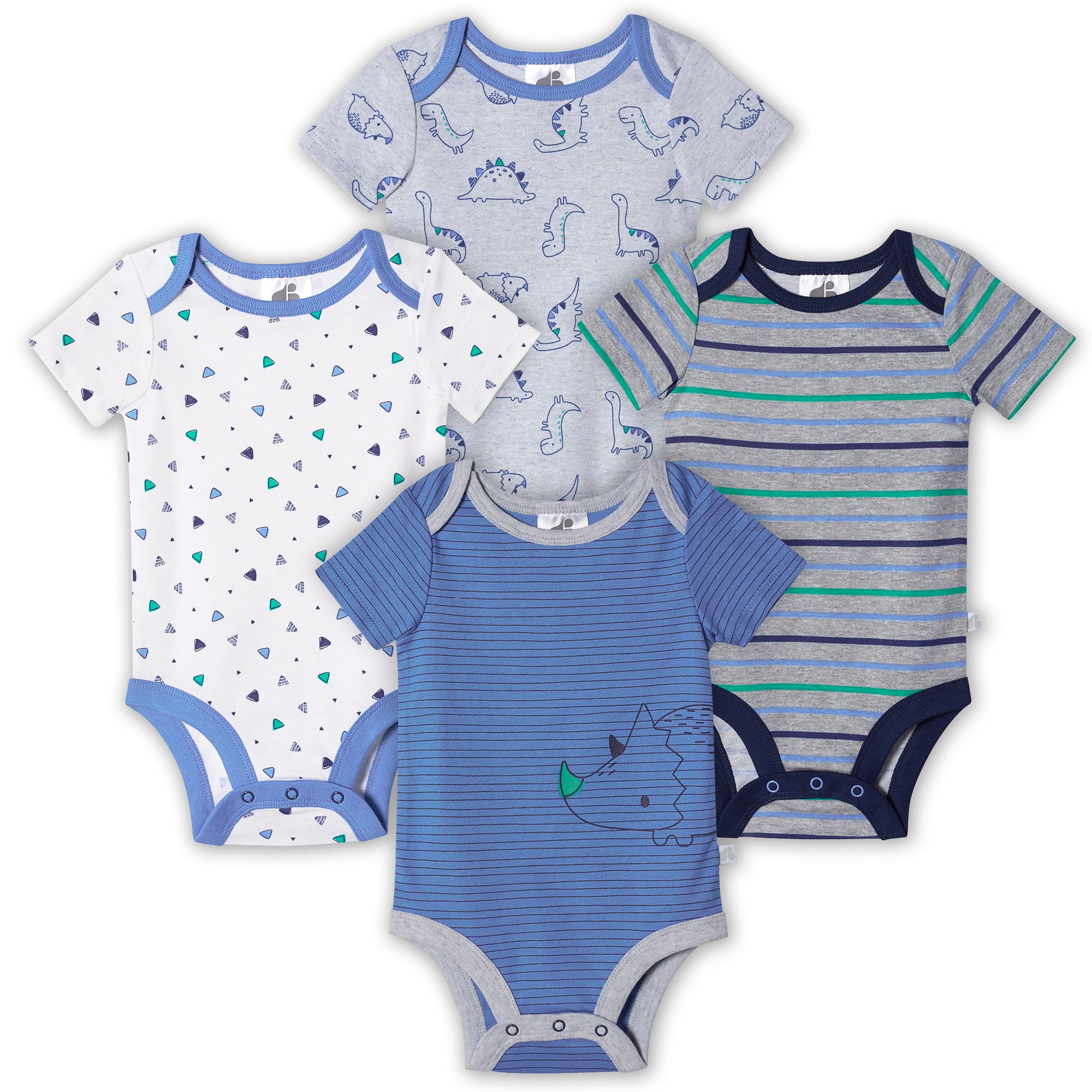 4-Pack Baby Boys Lil Dino Organic Bodysuits-Gerber Childrenswear Wholesale