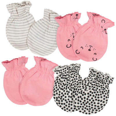 4-Pack Baby Girls Bear No Scratch Mittens-Gerber Childrenswear Wholesale