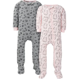 2-Pack Girls Leopard Snug Fit Footed Cotton Pajamas-Gerber Childrenswear Wholesale