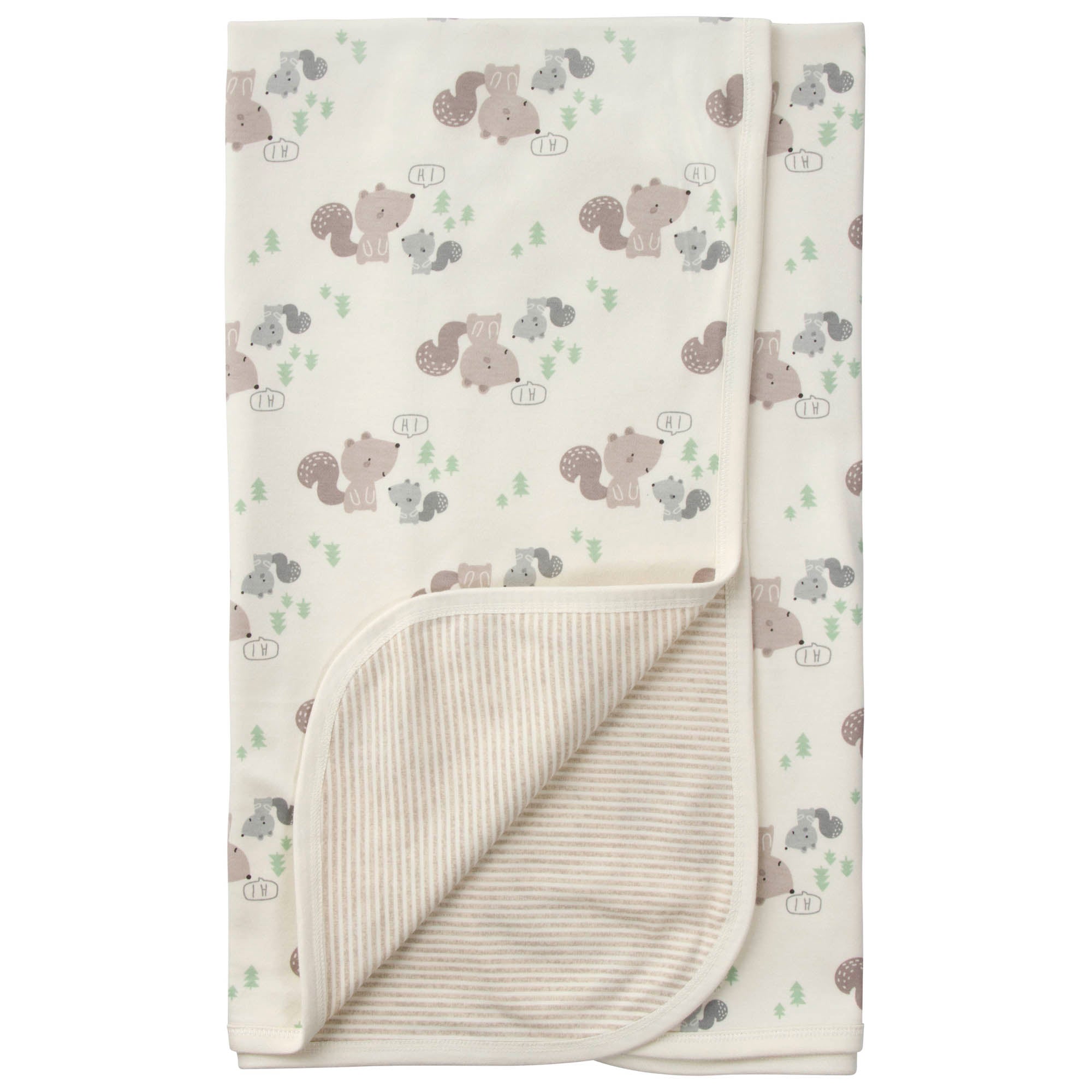 Organic Baby Boys Squirrels Reversible Blanket-Gerber Childrenswear Wholesale