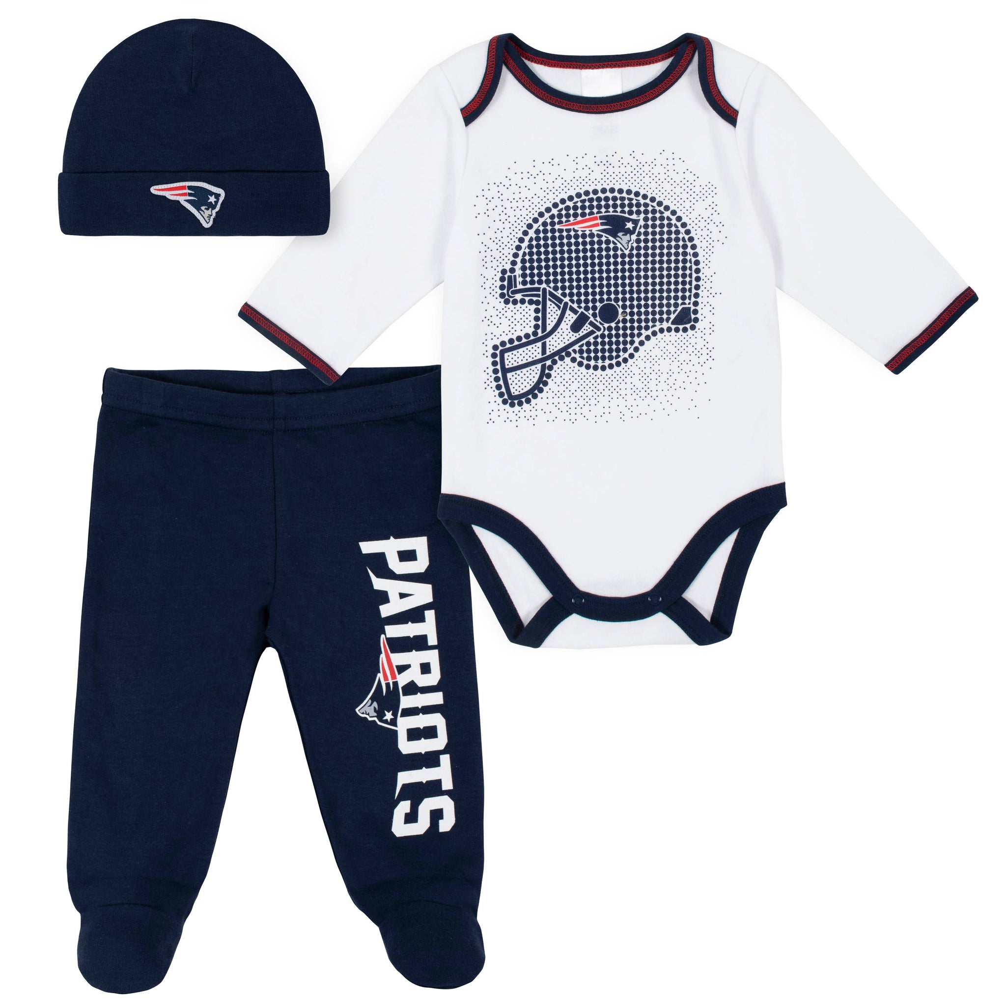 3-Piece Baby Boys Patriots Bodysuit, Pant, and Cap Set-Gerber Childrenswear Wholesale
