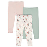 3-Pack Infant & Toddler Girls Mint Floral Leggings-Gerber Childrenswear Wholesale