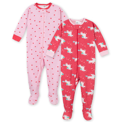 2-Pack Girls Unicorn Snug Fit Unionsuit Pajamas-Gerber Childrenswear Wholesale