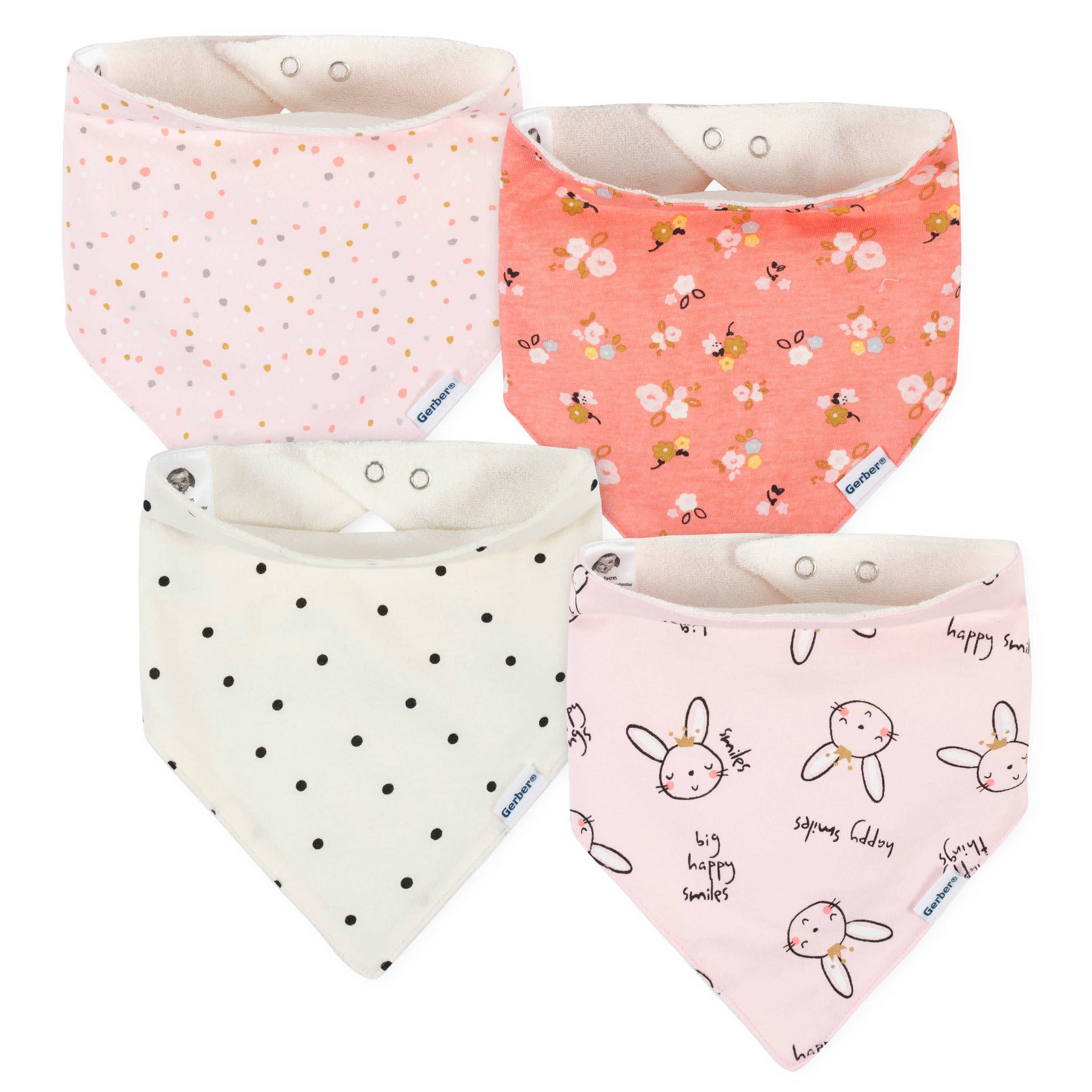 4-Pack Baby Girls Ballerina Bandana Bibs-Gerber Childrenswear Wholesale