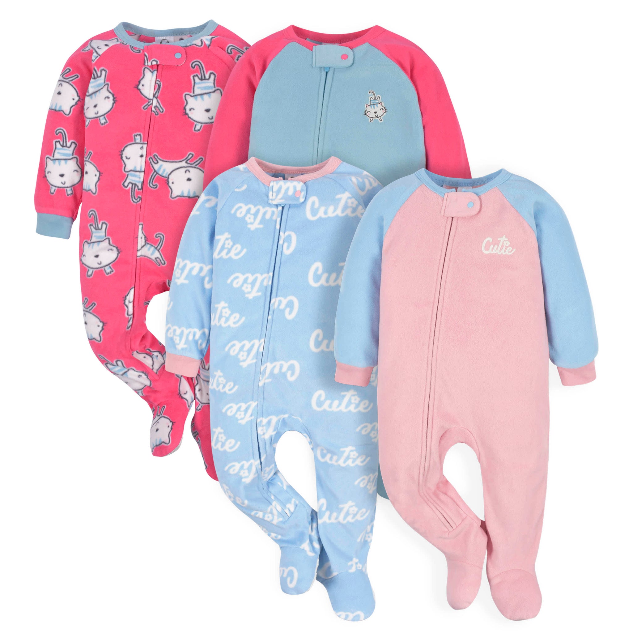 4-Pack Baby & Toddler Girls Tiger & Cutie Fleece Pajamas-Gerber Childrenswear Wholesale