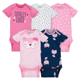 5-Pack Baby Girls Fox Onesies® Short Sleeve Bodysuits-Gerber Childrenswear Wholesale