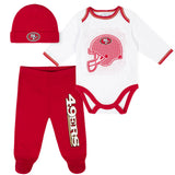 3-Piece San Francisco 49ers Bodysuit, Pant, and Cap Set-Gerber Childrenswear Wholesale