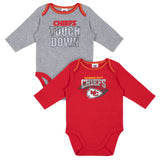 2-Pack Kansas City Chiefs Long Sleeve Bodysuits-Gerber Childrenswear Wholesale