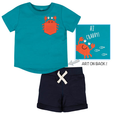 2-Piece Boys Crab Shorts Set-Gerber Childrenswear Wholesale