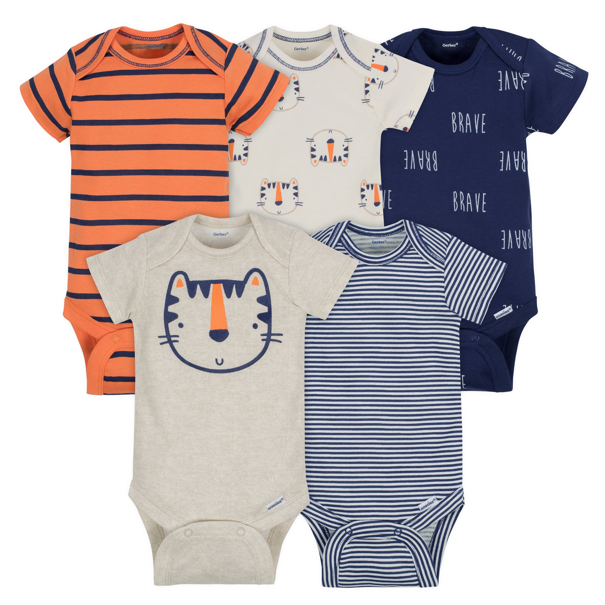 5-Pack Baby Boys Tiger Onesies®-Gerber Childrenswear Wholesale