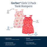 2-Pack Baby & Toddler Girls Rainbow Dreams Tank Rompers-Gerber Childrenswear Wholesale