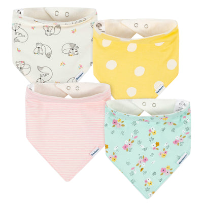 4-Pack Baby Girls Fox Bandana Bibs-Gerber Childrenswear Wholesale