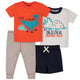 4-Piece Boys Dinosaurs Short, Shirts and Active Pant Set-Gerber Childrenswear Wholesale