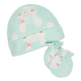 8-Piece Organic Baby Girls Floral Bunny Cap and Mitten Set-Gerber Childrenswear Wholesale