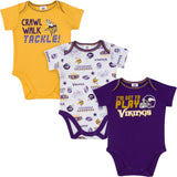 3-Pack Minnesota Vikings Short Sleeve Bodysuits-Gerber Childrenswear Wholesale