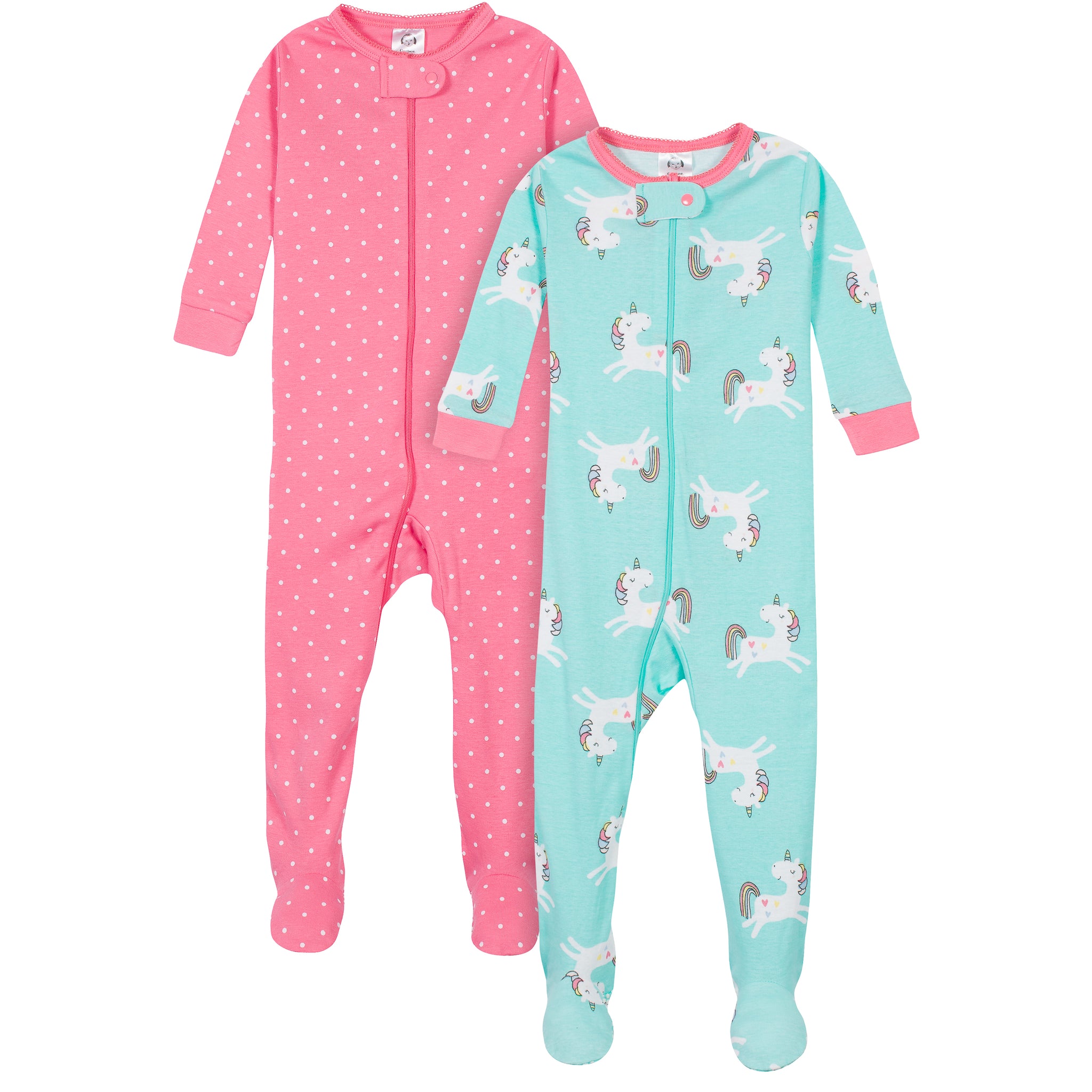 2-Pack Girls Unicorns Snug Fit Footed Cotton Pajamas-Gerber Childrenswear Wholesale