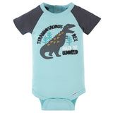 4-Pack Baby Boys Dino Blues Short Sleeve Onesies® Bodysuits-Gerber Childrenswear Wholesale