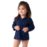 Baby & Toddler Girls Navy Hooded Kangaroo Pocket Terry Coverup-Gerber Childrenswear Wholesale