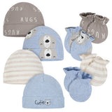 8-Piece Organic Baby Boys Hugs Cap and Mitten Set-Gerber Childrenswear Wholesale