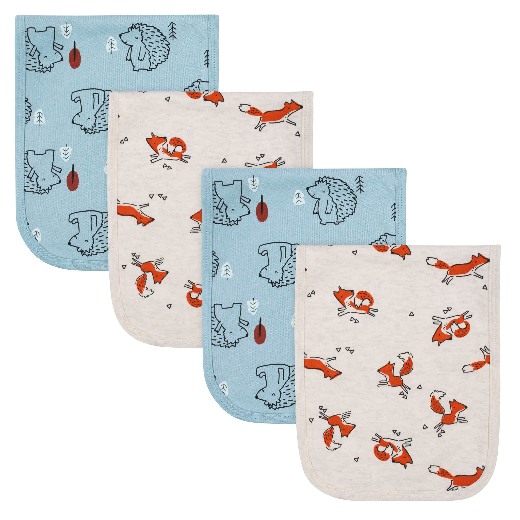 4-Pack Baby Boys Fox Burp Cloths-Gerber Childrenswear Wholesale