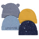 Just Born® 4-Pack Baby Boys Space Organic Caps-Gerber Childrenswear Wholesale