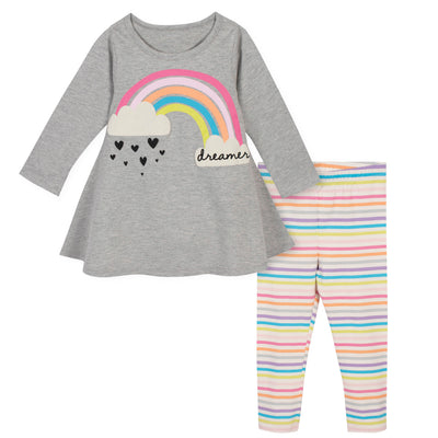 2-Piece Toddler Girls Rainbow Dress and Legging Set-Gerber Childrenswear Wholesale