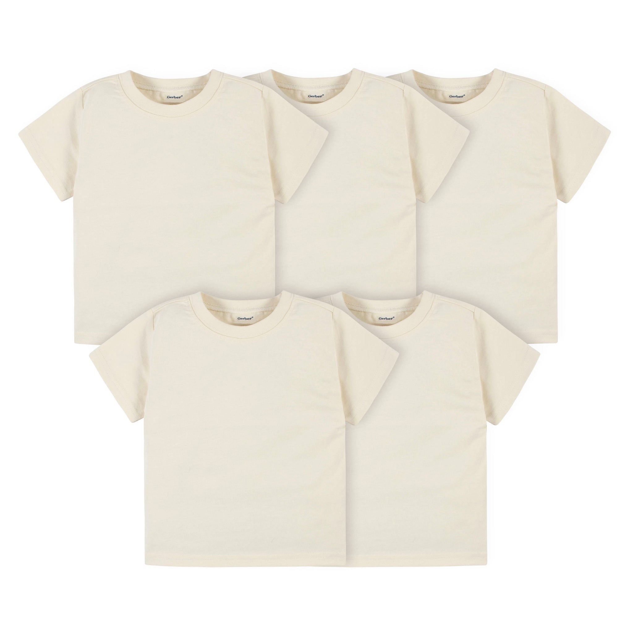 5-Pack Natural Short Sleeve Premium Tees-Gerber Childrenswear Wholesale