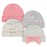 Just Born® 4-Pack Baby Girls Fox Organic Caps-Gerber Childrenswear Wholesale