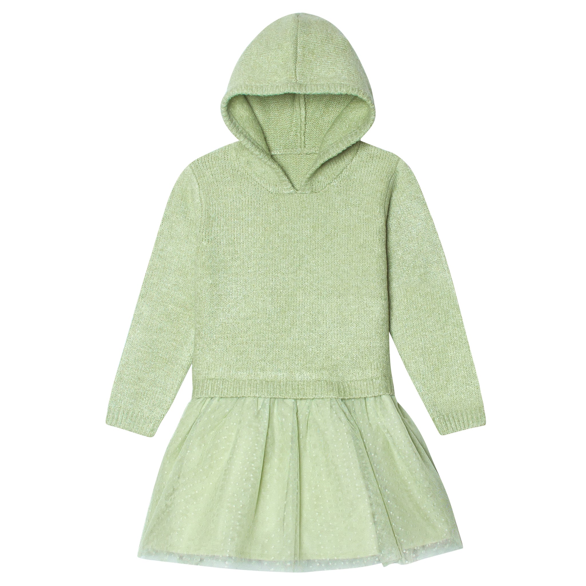 Infant & Toddler Girls Green Sweater Dress With Tulle Skirt-Gerber Childrenswear Wholesale