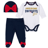 3-Piece New England Patriots Bodysuit, Pant, and Cap Set-Gerber Childrenswear Wholesale