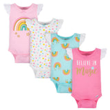 4-Pack Baby Girls Rainbow Onesies® Bodysuits-Gerber Childrenswear Wholesale