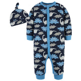 2-Piece Baby Boys Dinosaurs Coverall & Hat Set-Gerber Childrenswear Wholesale