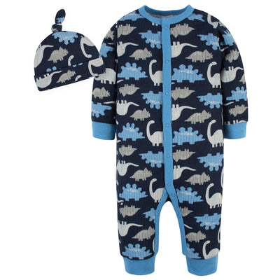 2-Piece Baby Boys Dinosaurs Coverall & Hat Set-Gerber Childrenswear Wholesale