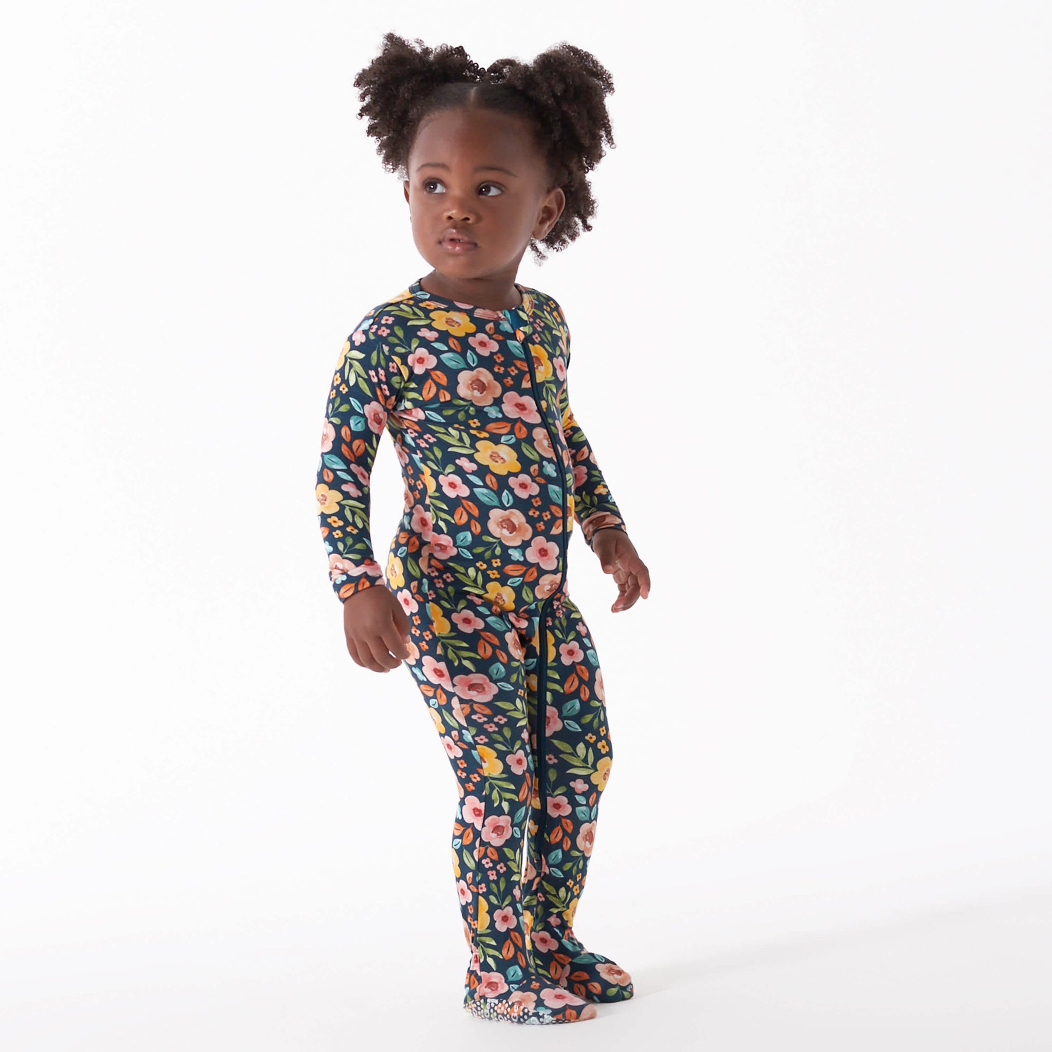 Baby & Toddler Girls Midnight Floral Buttery Soft Viscose Made from Eucalyptus Snug Fit Footed Pajamas-Gerber Childrenswear Wholesale