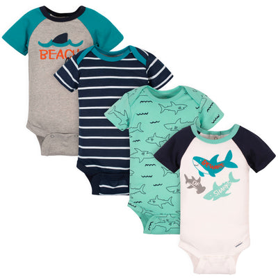 4-Pack Baby Boys Shark Onesies® Bodysuits-Gerber Childrenswear Wholesale